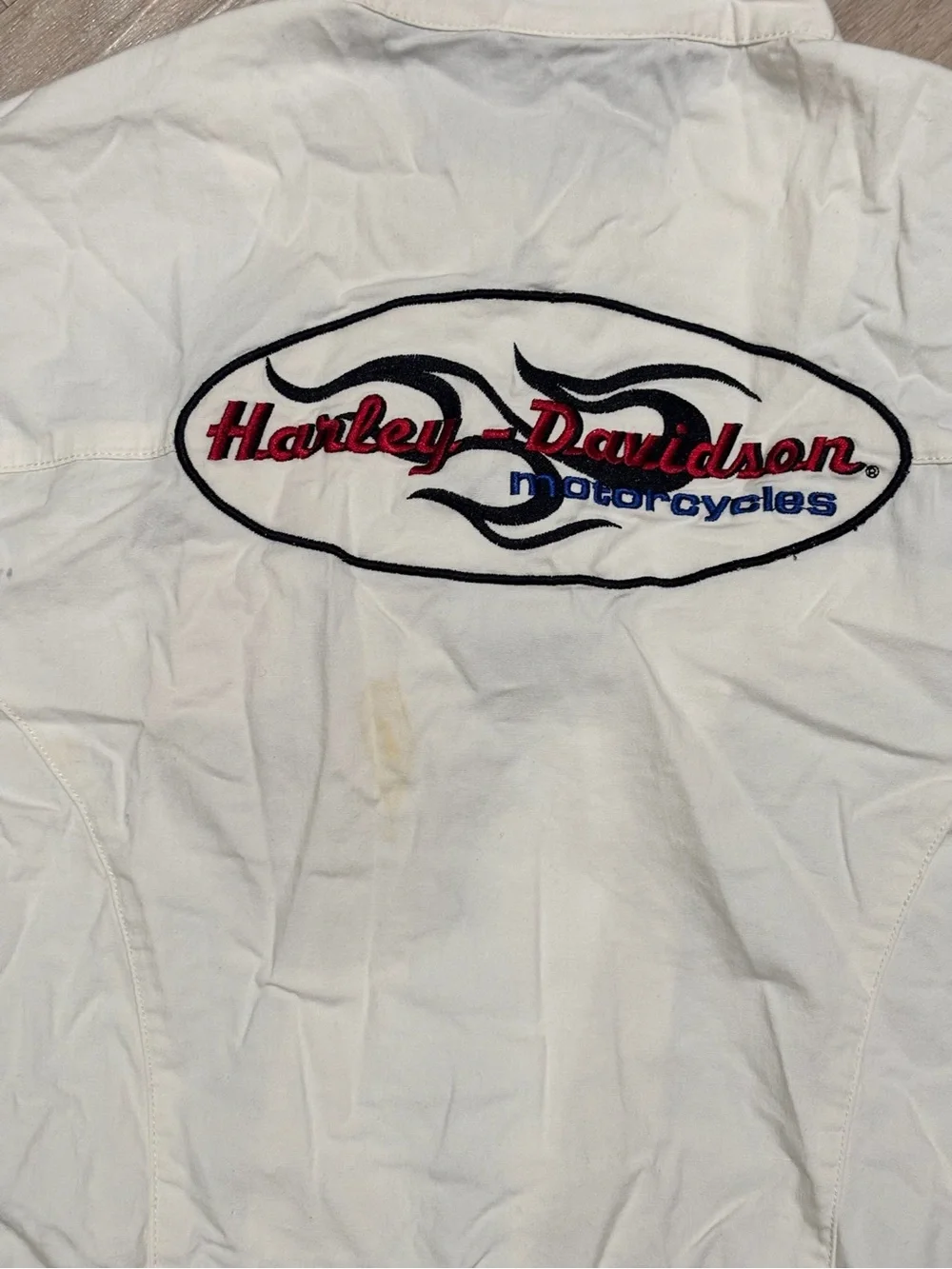 Women’s Harley-Davidson White Jacket with Red and Black Sleeve Stripes